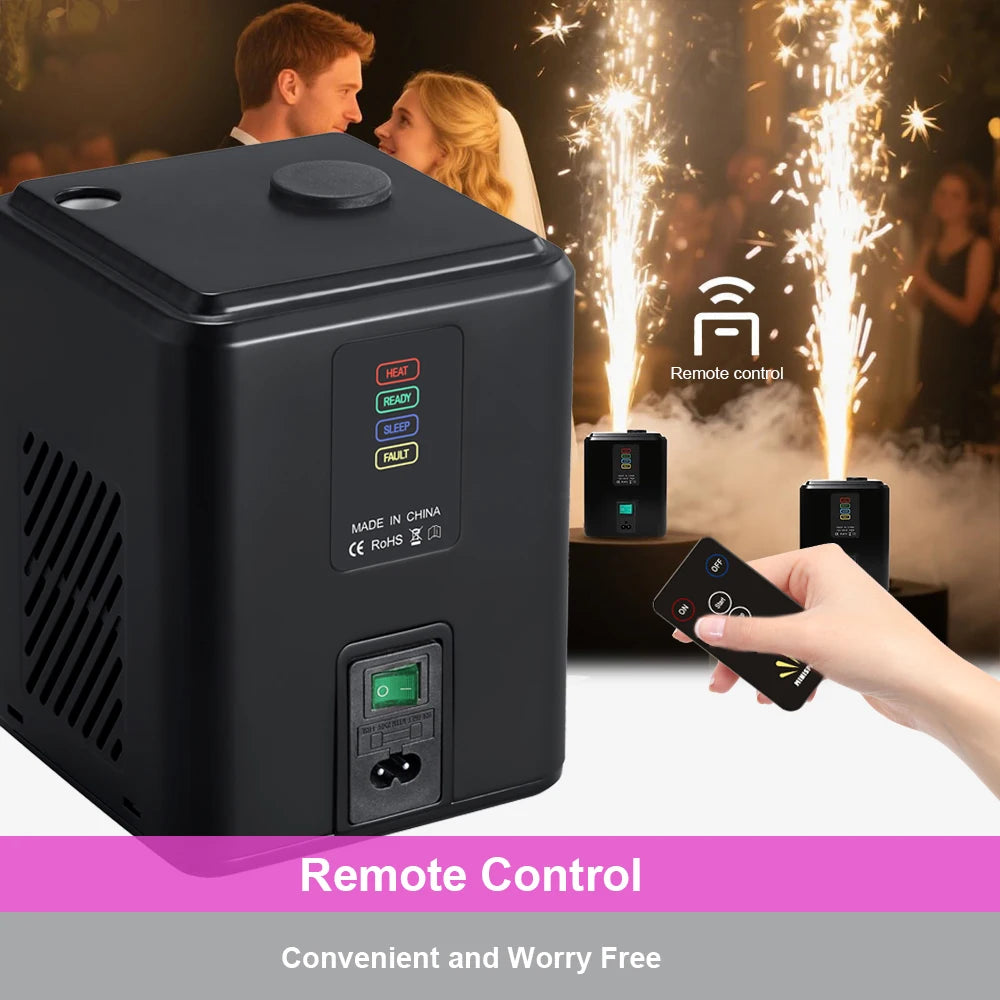 350W Cold Spark Machine DMX Remote Control Mini Fountain Machine Spraying Cold Flame Stage Equipment DJ Disco Wedding Party