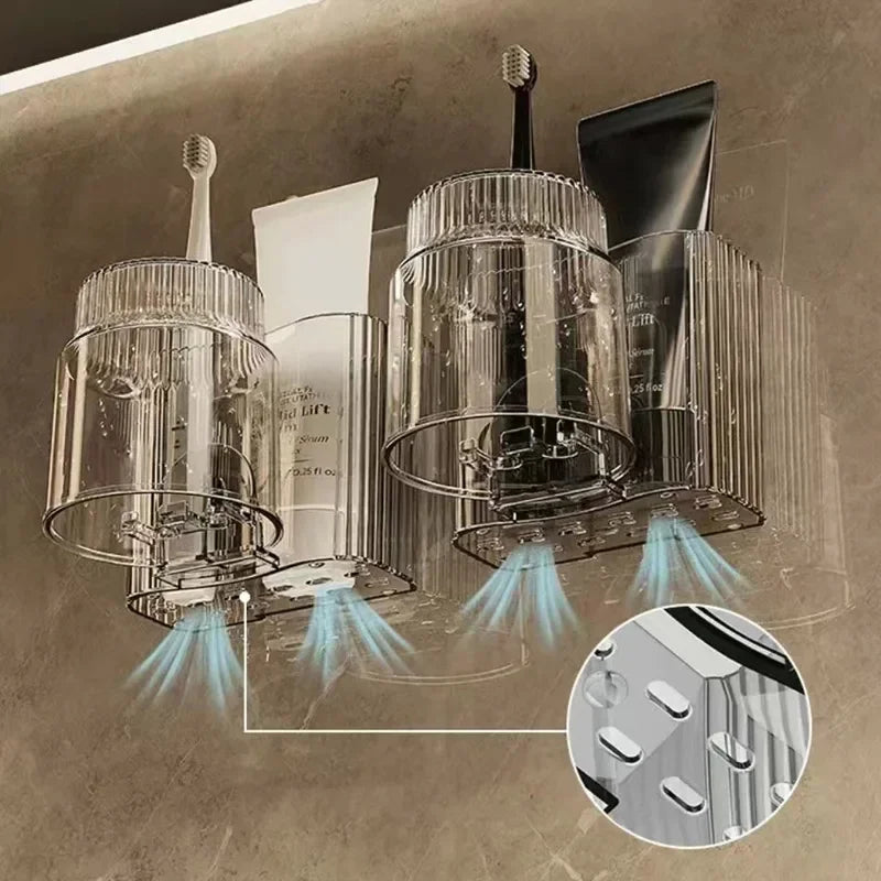 Electric toothbrush holder Tooth cup holder wall hanging perforation-free bathroom wash cup mouthwash cup jar shelf storage
