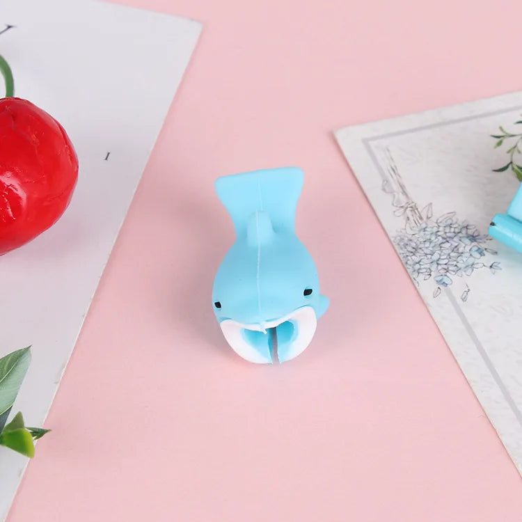 Data cable protective cover cartoon cable winder soft glue biting device charging cable animal glue