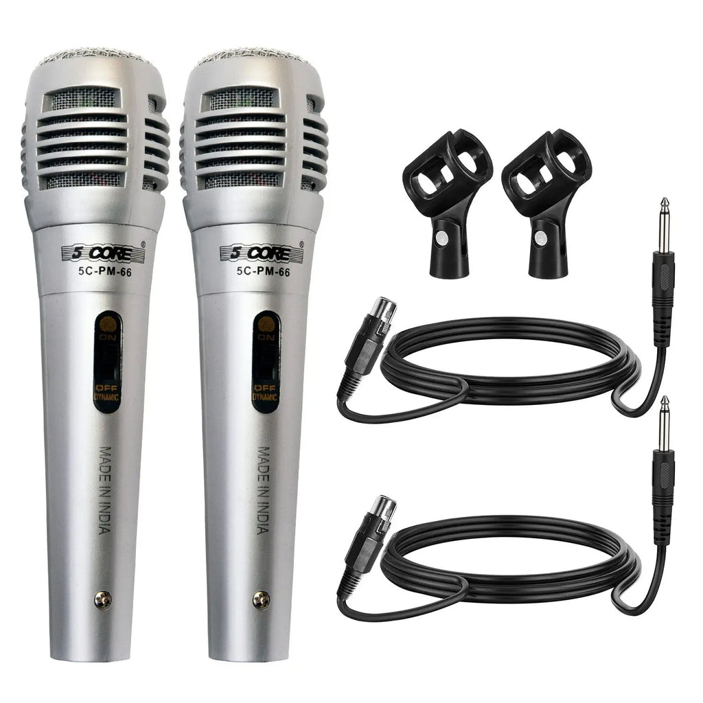 5 CORE Microphone Dynamic Vocal Handheld Mic Cardioid Unidirectional Microfono w On Off Switch + XLR Audio Cable for Singing