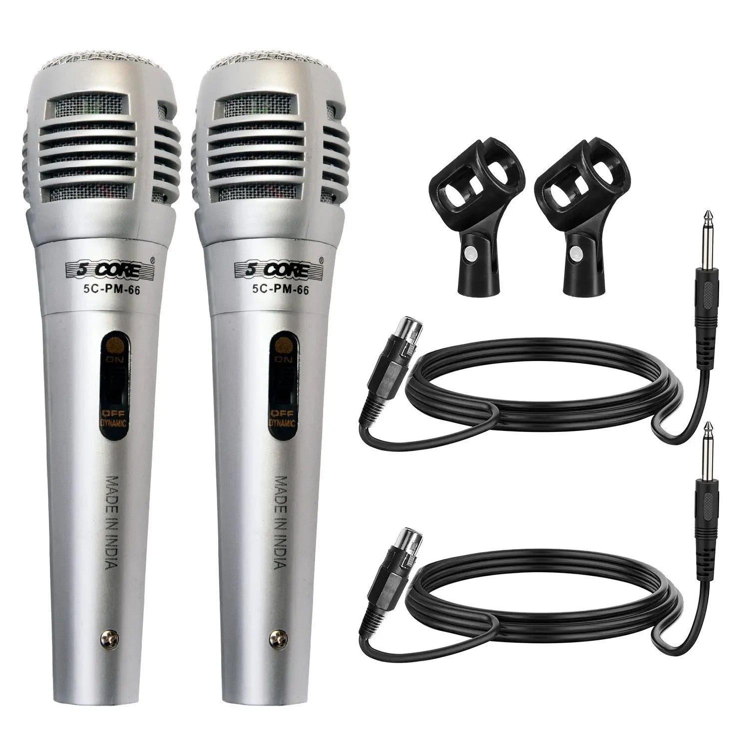 5 CORE Microphone Dynamic Vocal Handheld Mic Cardioid Unidirectional Microfono w On Off Switch + XLR Audio Cable for Singing