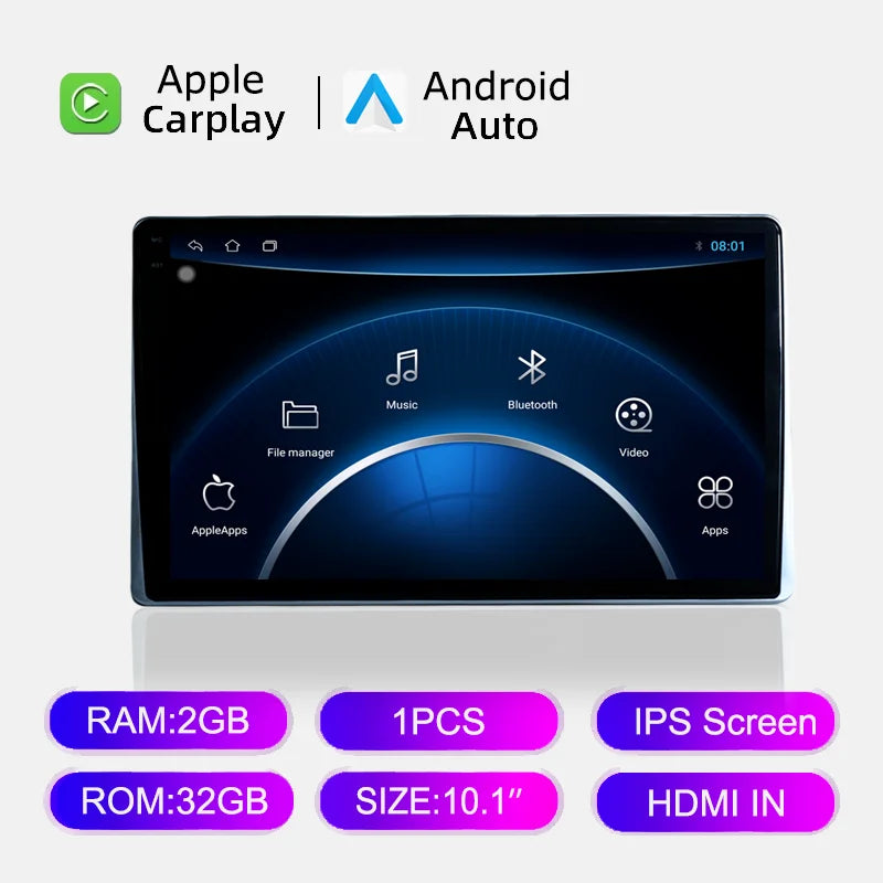 10.1" HD 1280*800 Android 13 Car Headrest Monitor Tablet For Back Seat Multimedia Apple Carplay Ambient Lights BT SD HDMI-Input