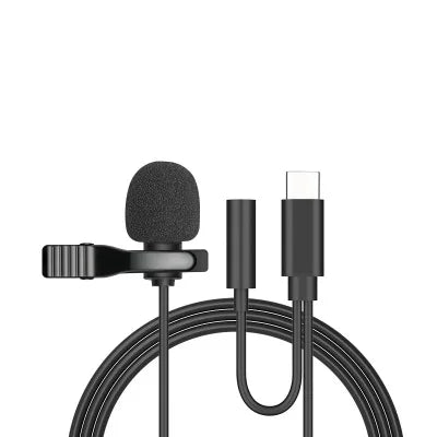 1.5m Mini Portable Lavalier Microphone Condenser Clip-on Lapel Mic Wired USB 3.5mm Type C Microphone For Laptop PC DSLR Camera